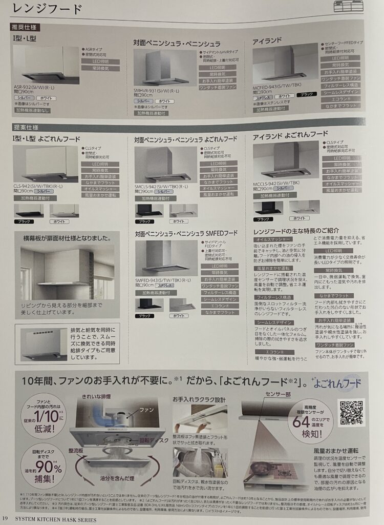 選べるレンジフードの種類一覧